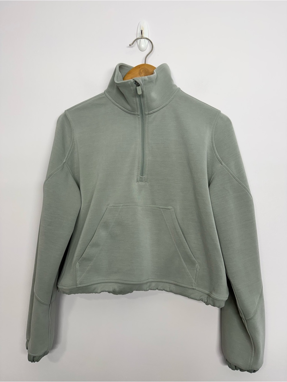 37: Lululemon Brushed Softstreme Half Zip Jade Grey Size 4